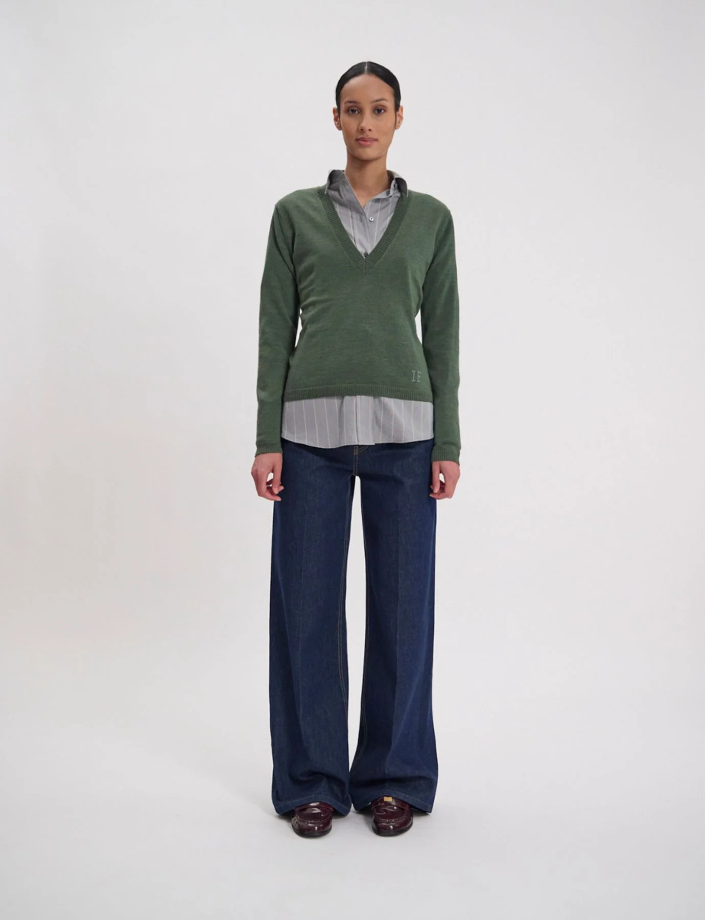 Pull maille fine Morgana, kaki - Image 2