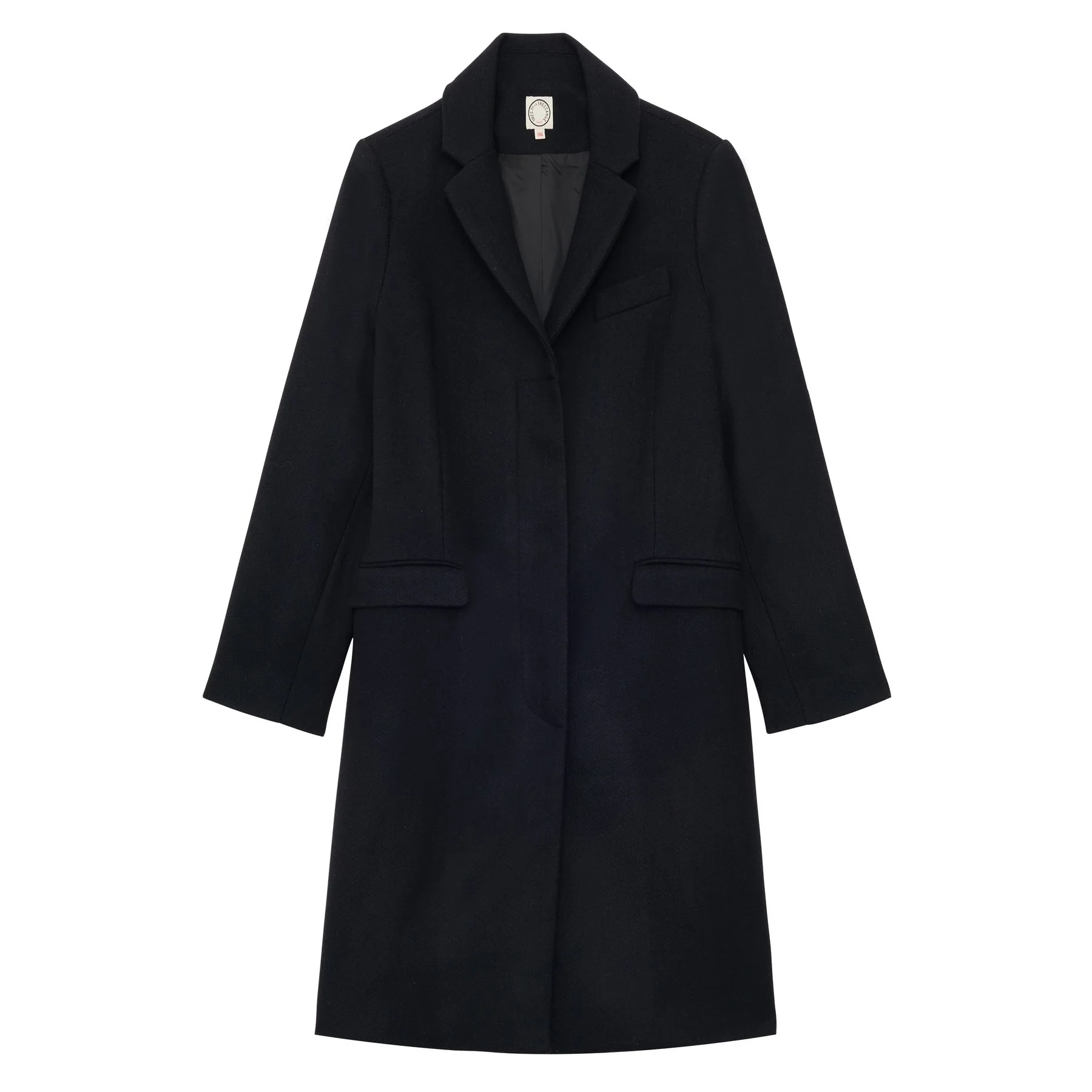 Manteau Franck en lainage à  chevrons marine et noir