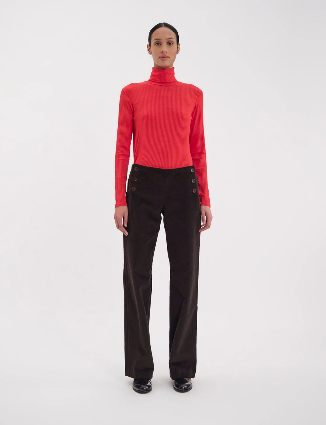 Pantalon Gabriel en velours milleraies marron - Image 2