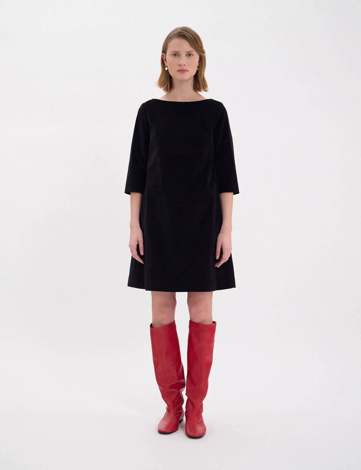 Robe Megan en velours lisse noir - Image 2