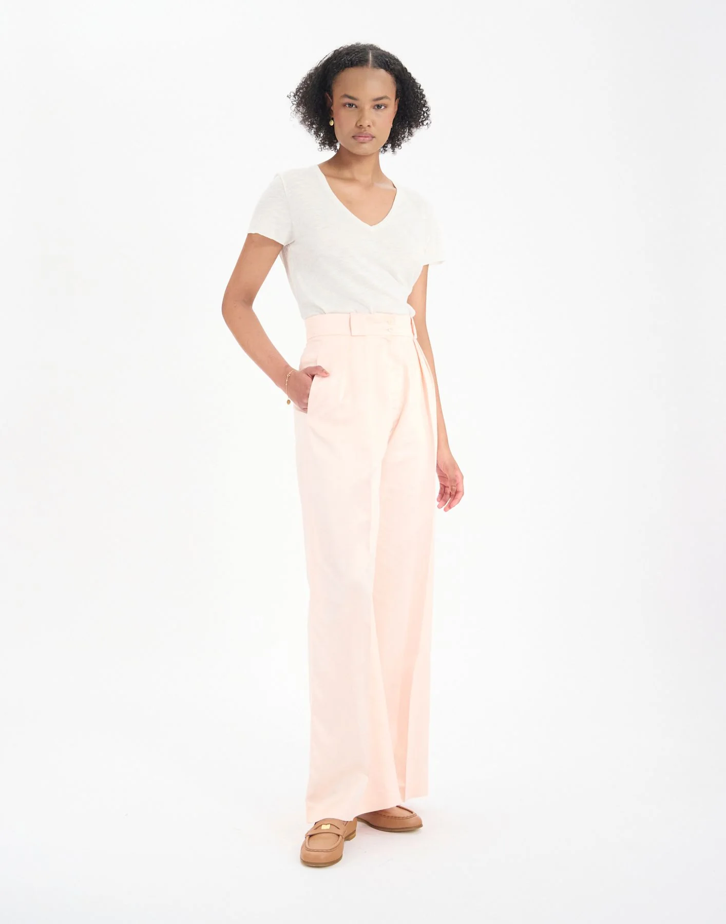 Pantalon Marlène en lin mélangé rose pâle - Image 2