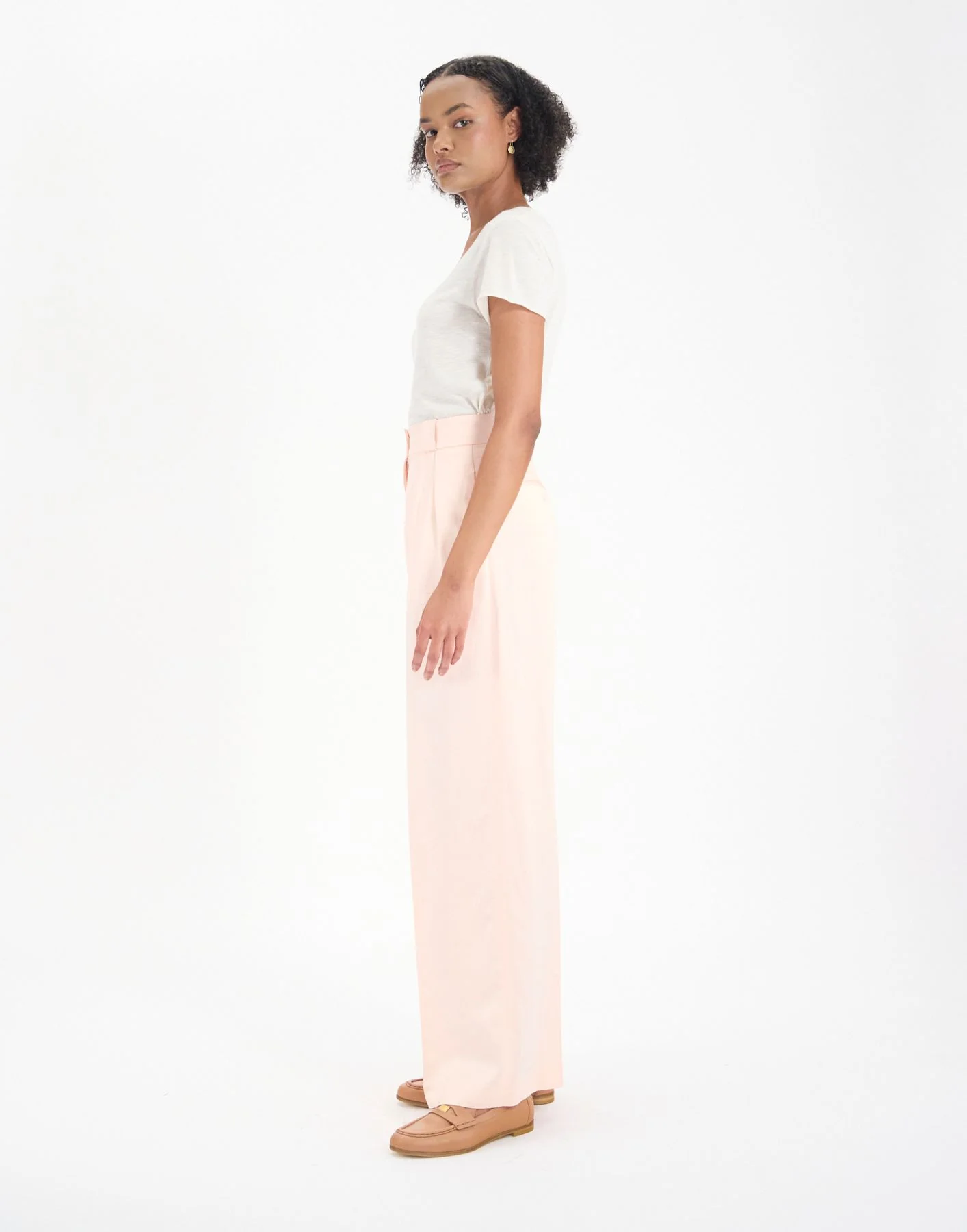 Pantalon Marlène en lin mélangé rose pâle - Image 3
