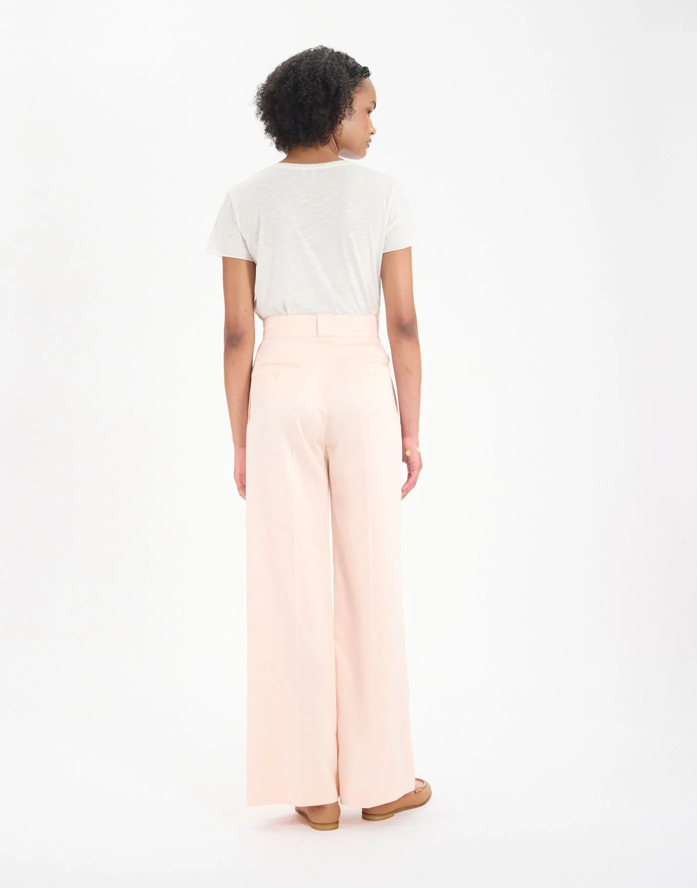 Pantalon Marlène en lin mélangé rose pâle - Image 4