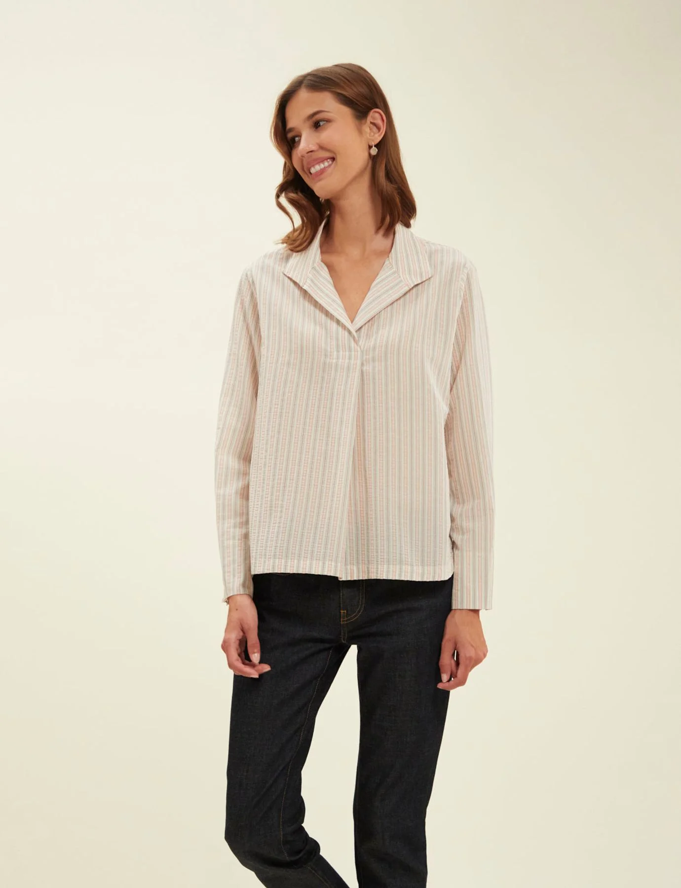 Blouse Noa écrue à rayures - Image 2