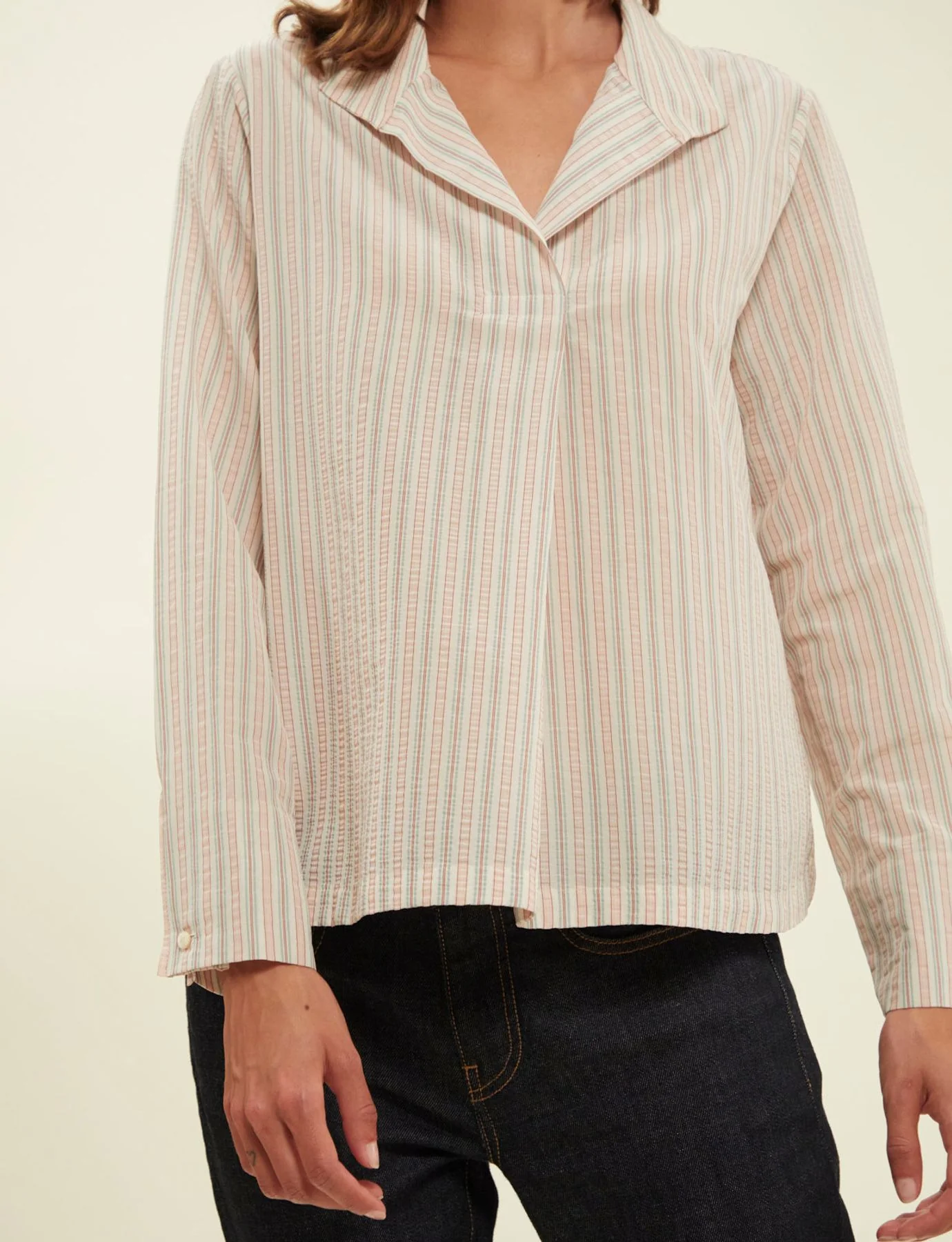 Blouse Noa écrue à rayures - Image 3
