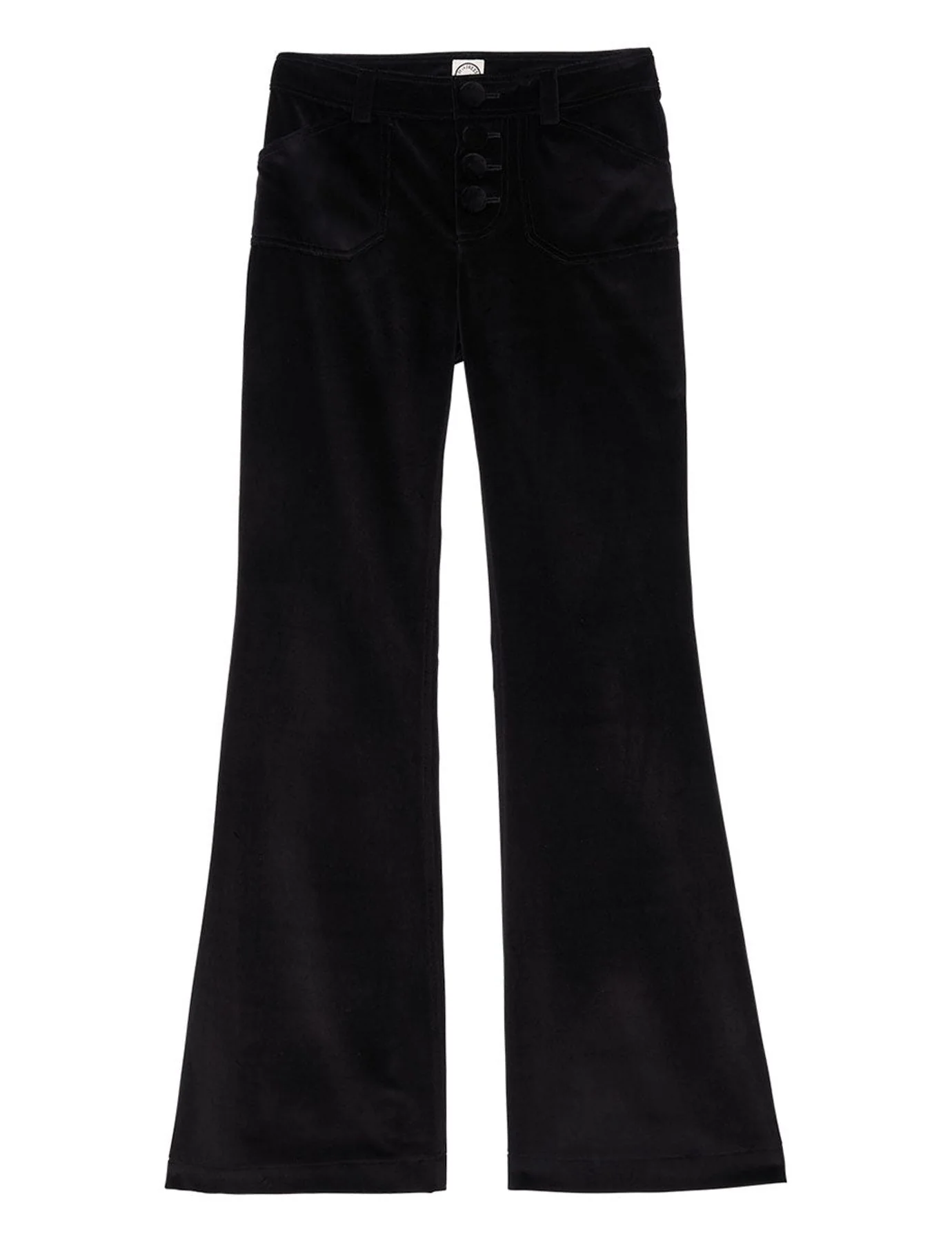 Pantalon coupe flare en velours lisse Charlotte noir