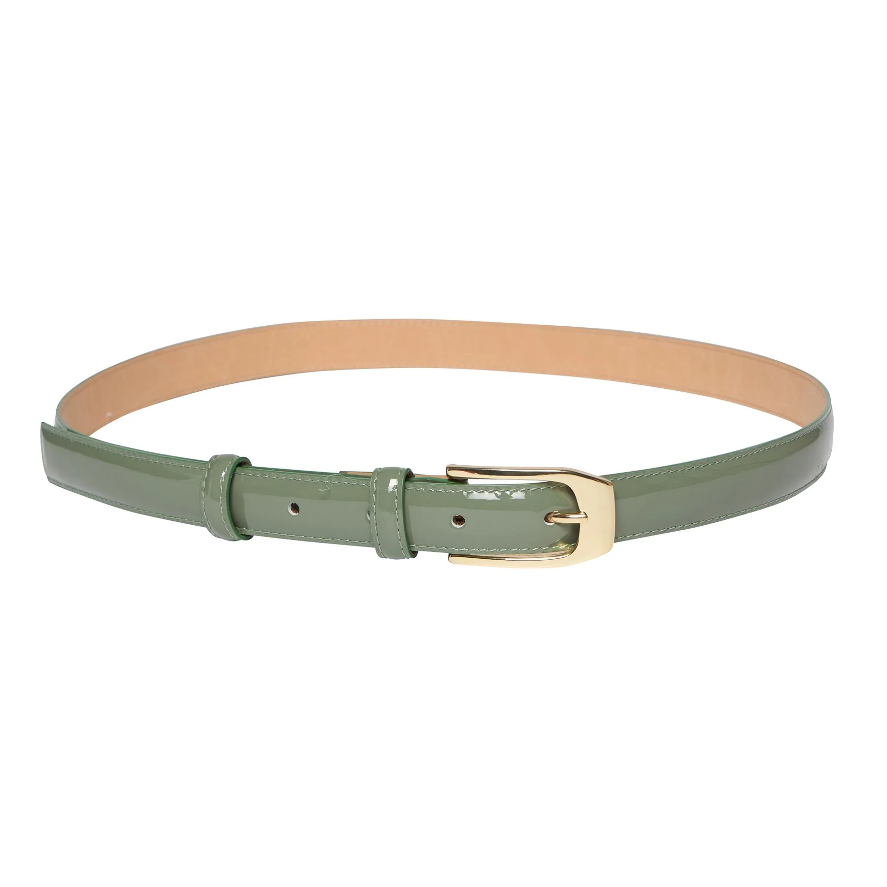 Ceinture Aurelia cuir vernis vert amande