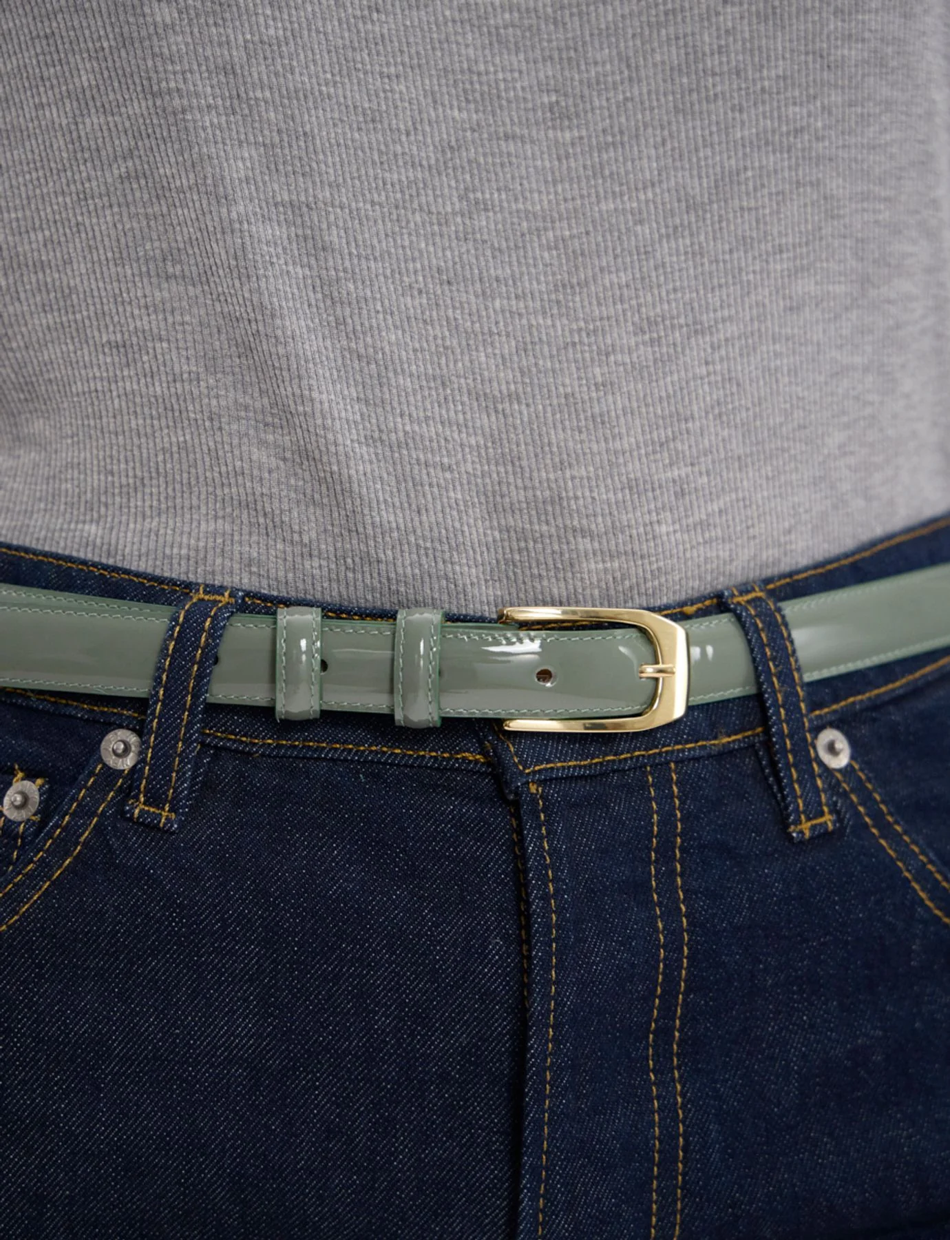 Ceinture Aurelia cuir vernis vert amande - Image 3