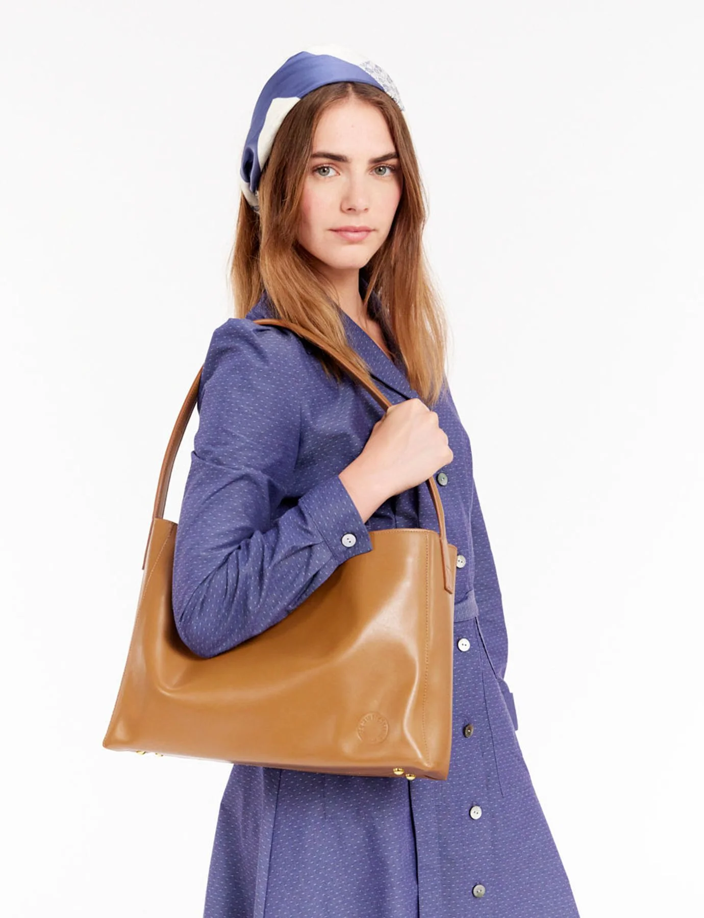 Sac cabas cuir Léonore grand format camel - Image 3