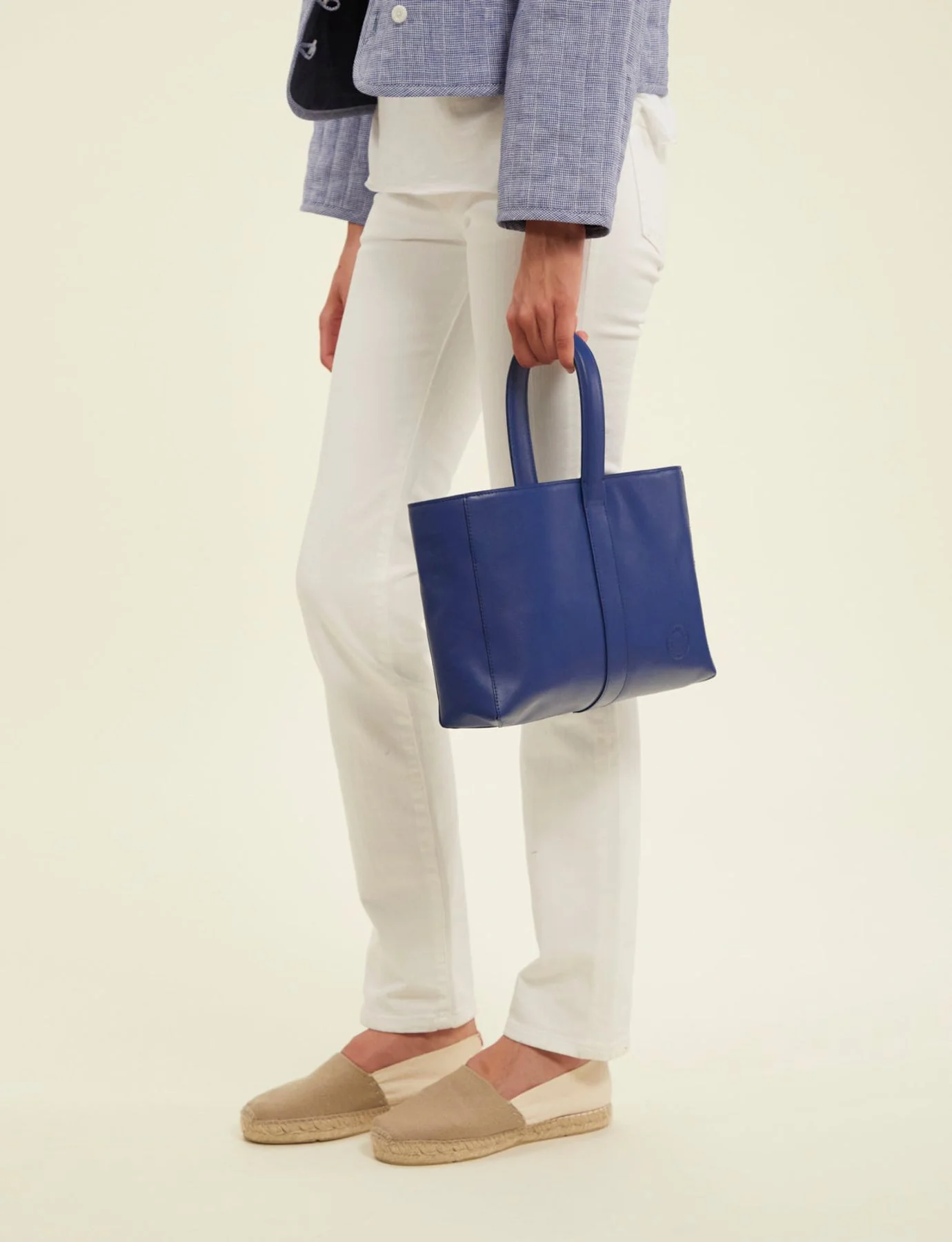 Sac cabas cuir Léonore petit format bleu cobalt - Image 4