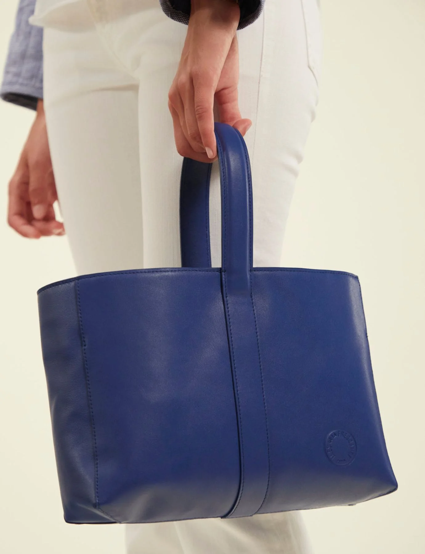 Sac cabas cuir Léonore petit format bleu cobalt - Image 5
