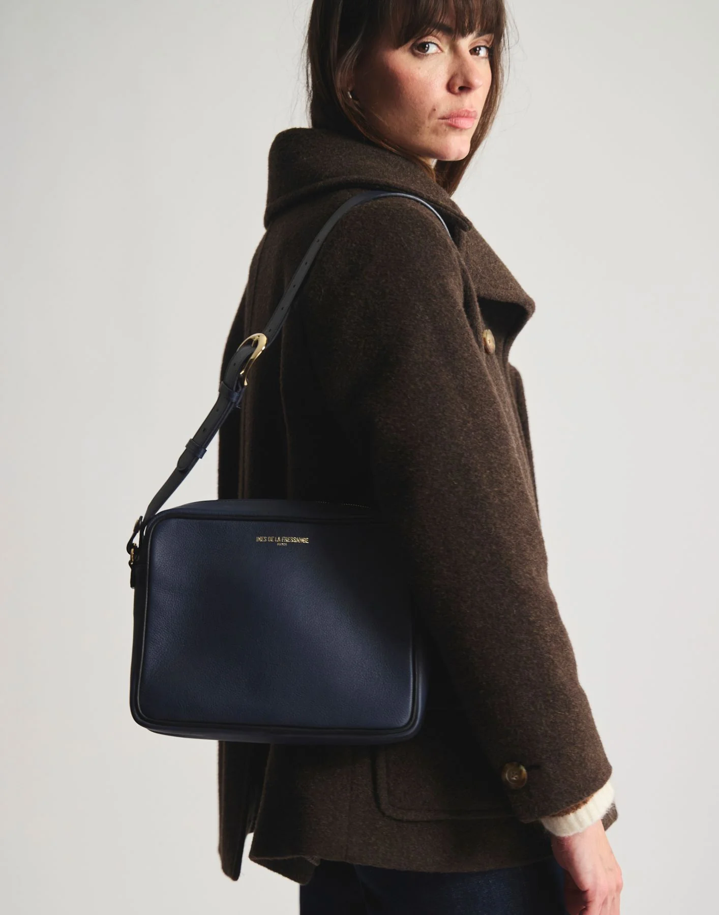 Sac Marcia grand modèle marine piping noir - Image 2