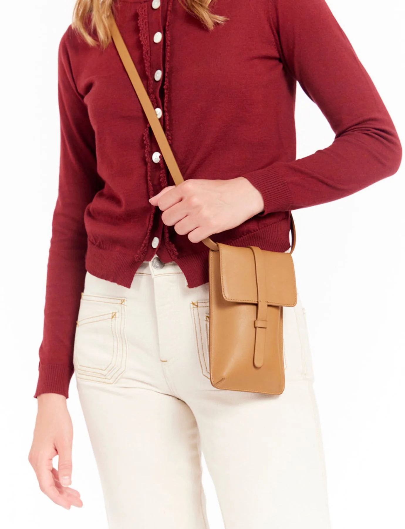Smartphone Bag Léonore cuir camel - Image 6