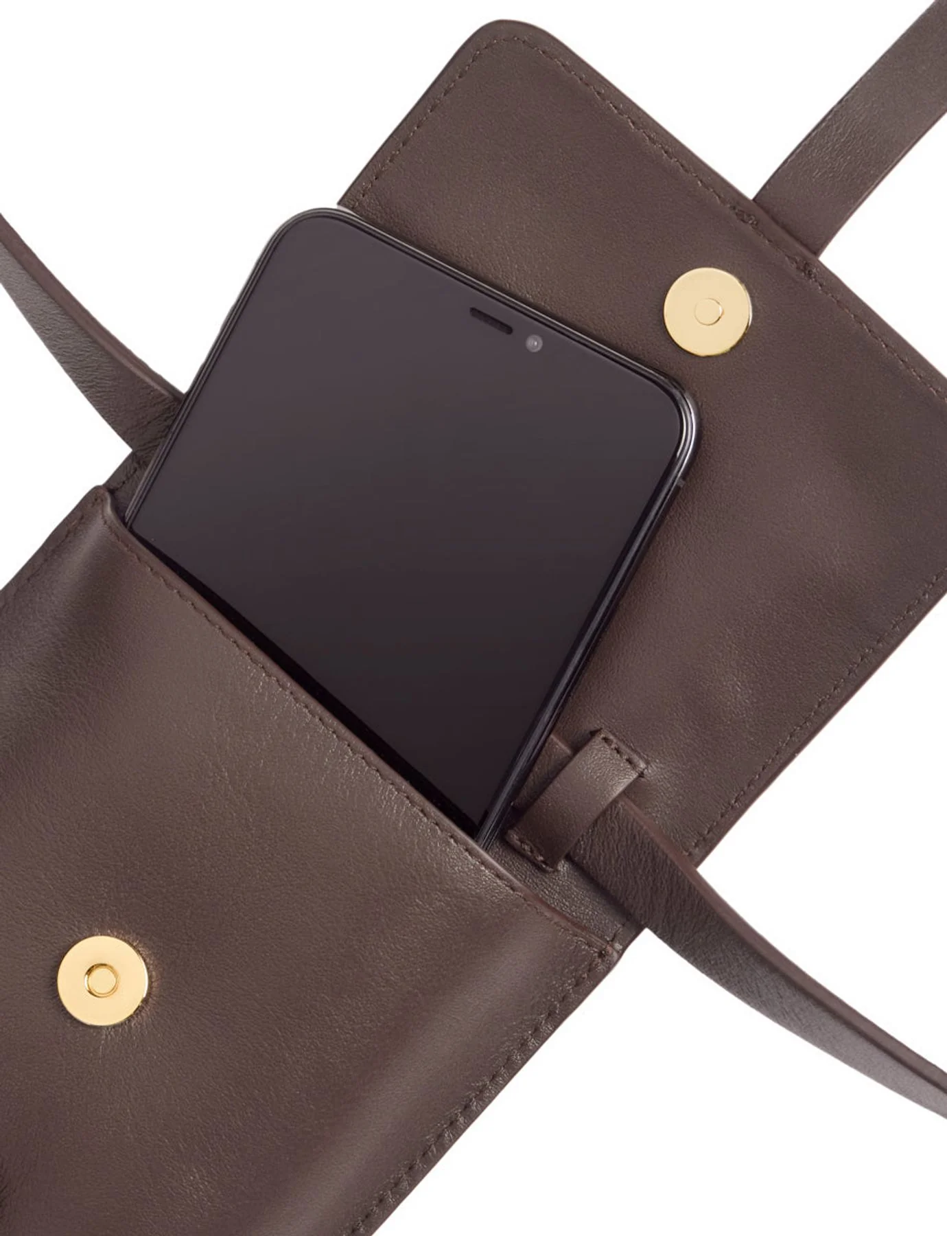 Smartphone Bag Léonore cuir chocolat - Image 4