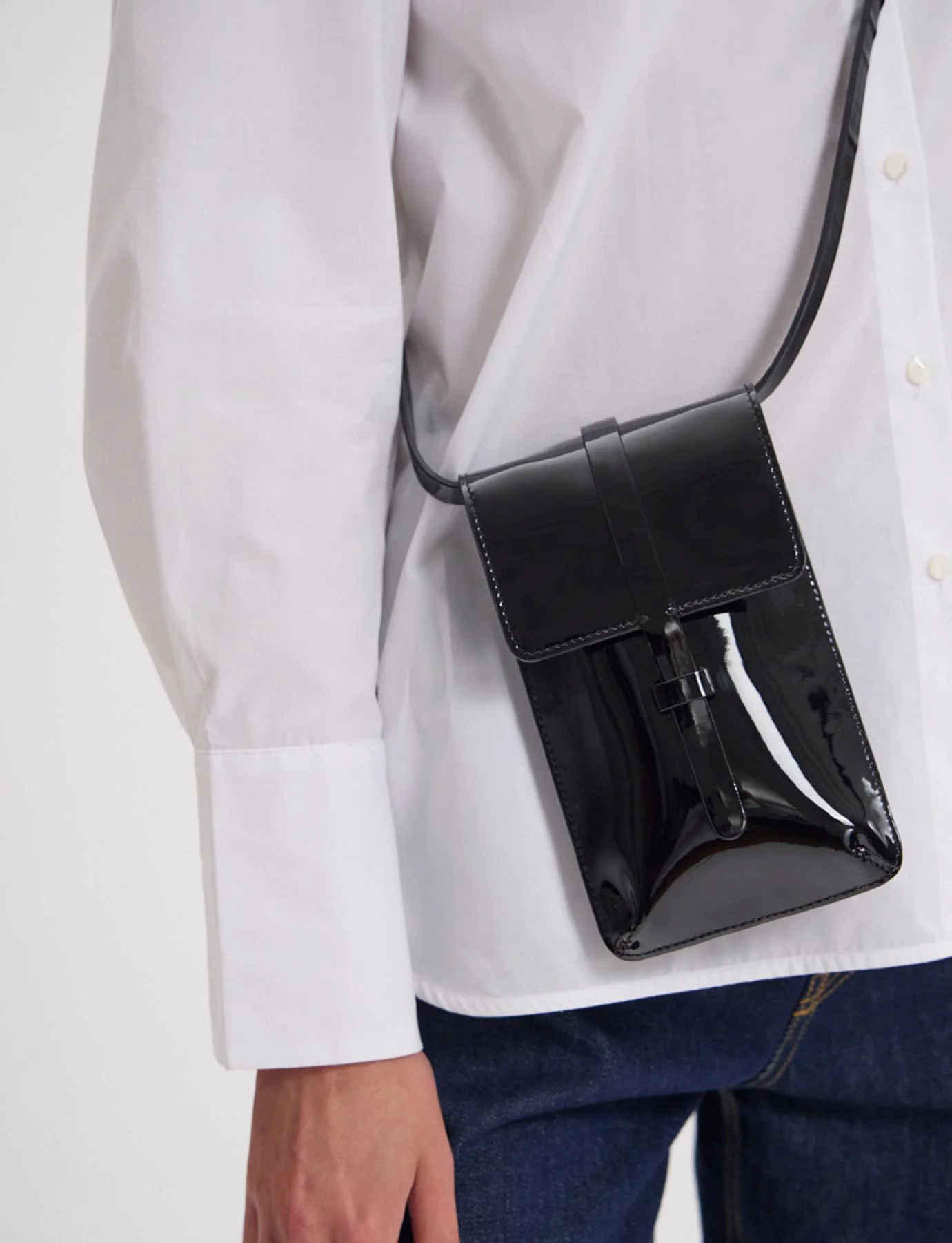 Smartphone Bag Léonore cuir glacé noir - Image 3