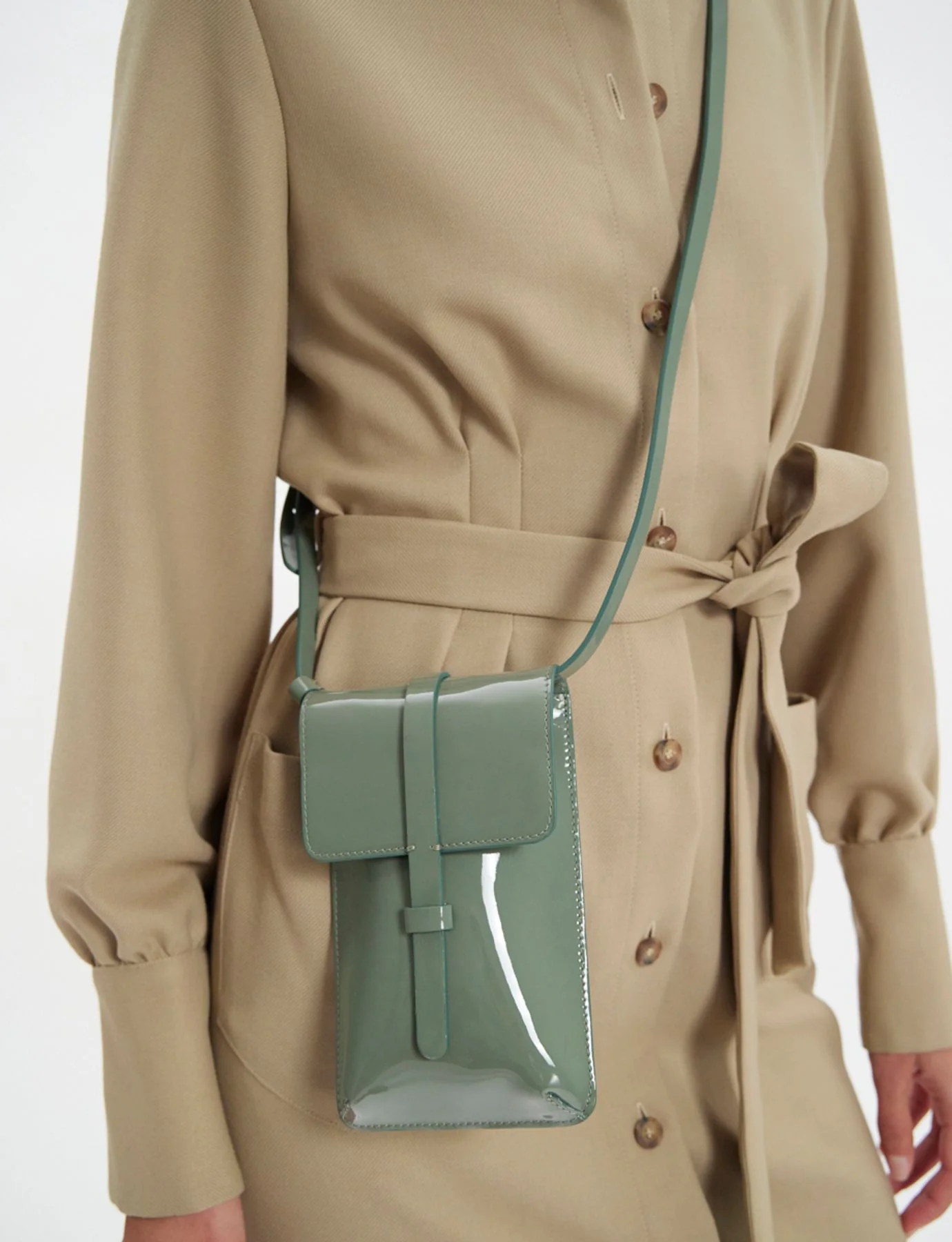 Smartphone Bag Léonore cuir glacé vert - Image 2