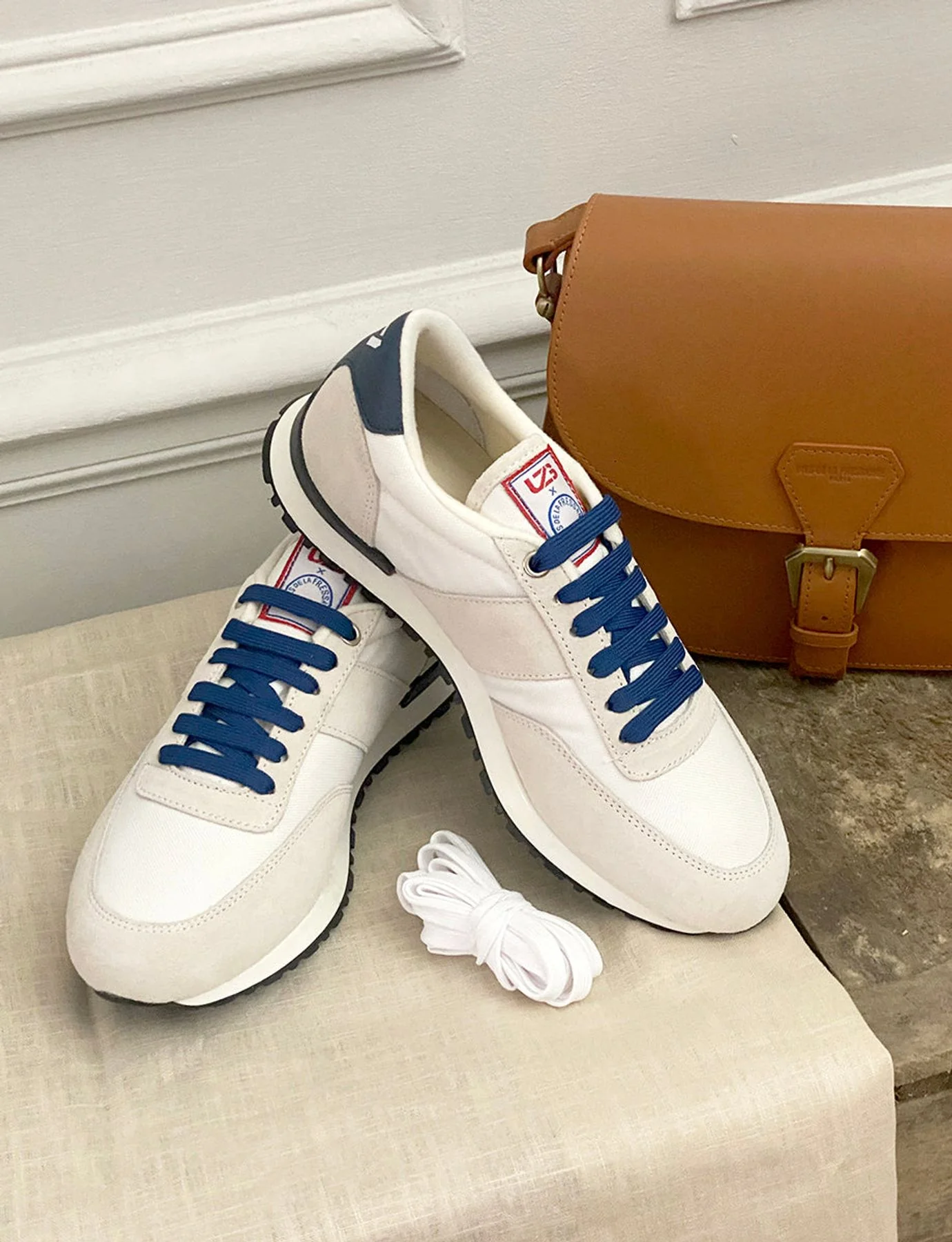 Baskets "77" UZS x Ines de la Fressange Unisexe blanc/beige/bleu - Image 5