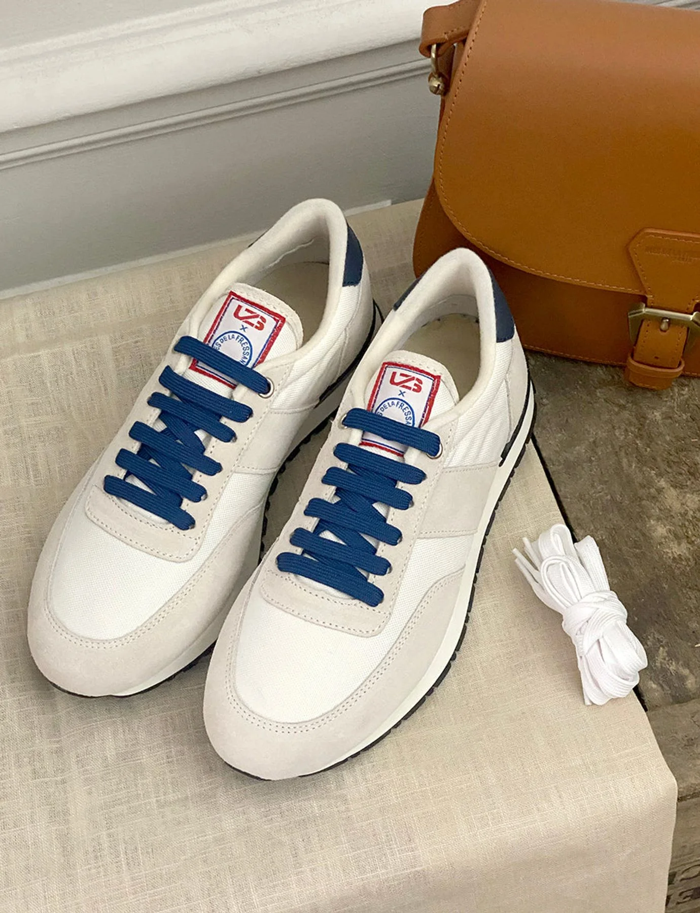 Baskets "77" UZS x Ines de la Fressange Unisexe blanc/beige/bleu - Image 6