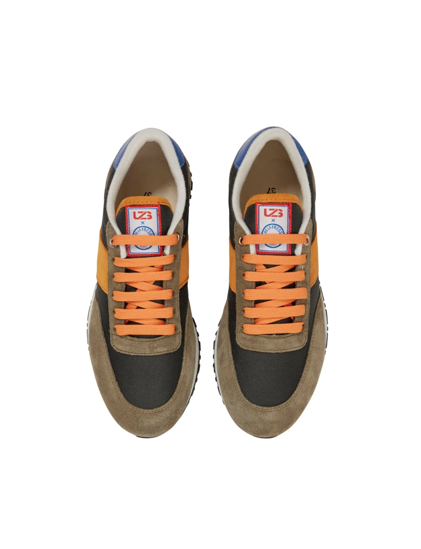 Baskets "77"  Unisexes kaki/orange/bleu UZS x Ines - Image 4