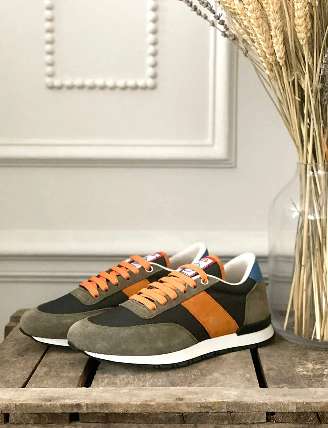 Baskets "77"  Unisexes kaki/orange/bleu UZS x Ines - Image 6